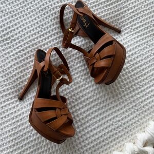 Yves Saint Laurent Tan Platform Heels